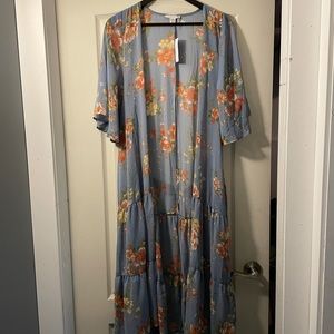 AMERICAN EAGLE- Blue Floral Maxi Kimono NWT